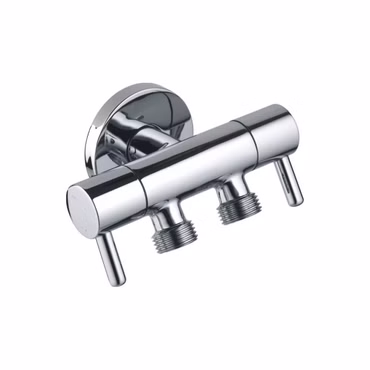 Doppel-Eckventil Messing chrom Ventil Eckventil Absperrventil 1/2" x 3/8" x 3/8"