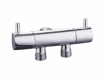 Doppel-Eckventil Messing chrom Ventil Eckventil Absperrventil 1/2" x 3/8" x 3/8"