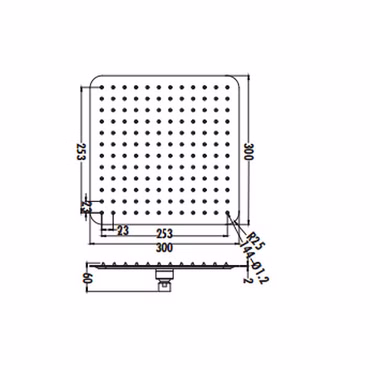 Aloni Regendusche Kopfbrause Quadrat Schwarz matt 30 x 30 cm