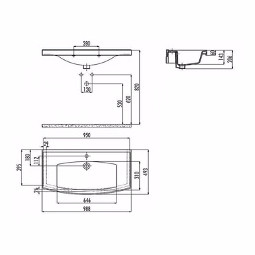 Vita 100 Keramikwaschbecken (980x485mm)