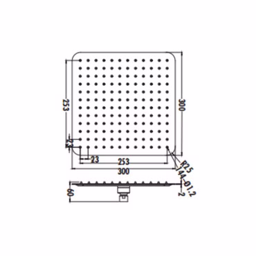 Aloni Regendusche Brause Chrom Quadrat Kopfbrause Rainshower Spiegeleffekt 30x30cm