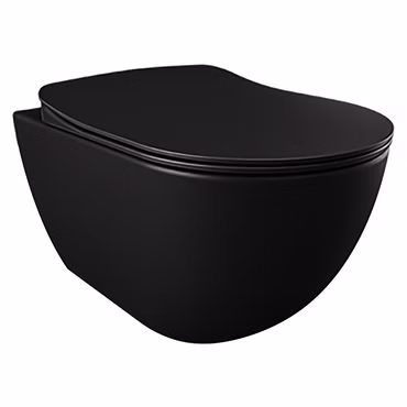 Creavit RIMOFF Wand-WC Matt-Schwarz Spülrandlos wandhängende Toilette Antibakterielle Keramik