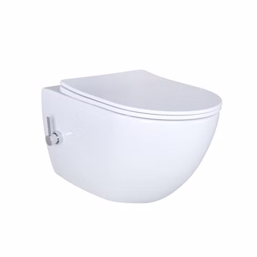 Creavit RIMOFF Wand WC mit Bidet Edelstahl Düse Kaltwasserhebel Weiß wandhängend hygienisch