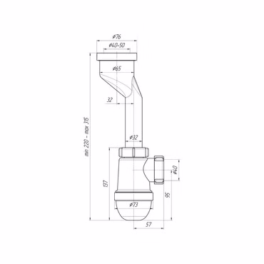 Belvit Urinal Siphon Ablaufsiphon Pissoir Geruchsverschluss Ø40mm Waagerechter Abgang