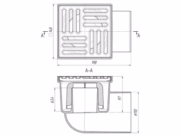 Bodenablauf Edelstahl DN110 150x150mm Abgang Waagerecht Duschablauf Badablauf