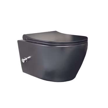 Belvit WC Schwarz Spülrandlos Wand WC mit Bidet Armatur Softclose Deckel Toilette Hängend