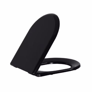 Creavit Duroplast WC Sitz Toilettensitz flach Edelstahl Scharniere Absenkautomatik Softclose Schwarz matt