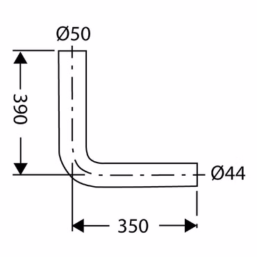 Belvit Topazio Spülrohrbogen Anschlussbogen Weiß 90 Grad 390x350mm Ø50 Ø44