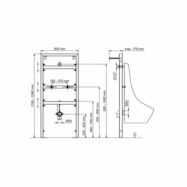 Belvit Trockenbau Vorwandelement, Montageelement für Urinal