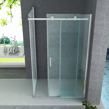 Aloni begehbare Duschkabine Eckdusche Schiebetür Klarglas 8mm 90x140x195cm
