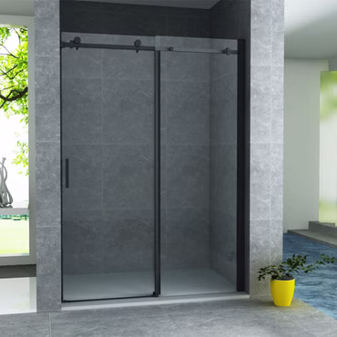 Aloni Nischendusche Duschtür Schiebetür Dusche Klarglas 8mm schwarz matt 140x200