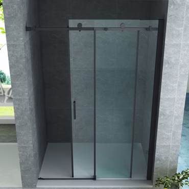 Aloni Nischendusche Duschtür Schiebetür Dusche Klarglas 8mm schwarz matt 140x200