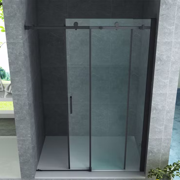 Nischendusche Duschtür Schiebetür Dusche Klarglas 8mm schwarz matt 1200x2000mm