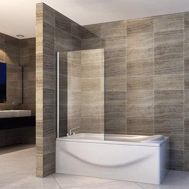 Aloni Badewannenaufsatz mit Seitenwand Duschabtrennung Badewanne Duschwand Glaswand Fest 70 x 140 cm 6 mm
