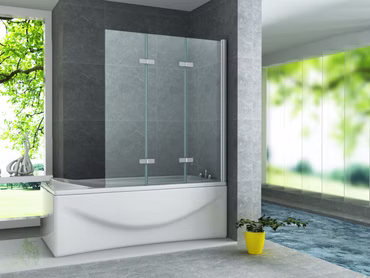 Aloni Badewannenaufsatz für Badewanne Glasabtrennung Trennwand 6 mm 1300x1400 mm
