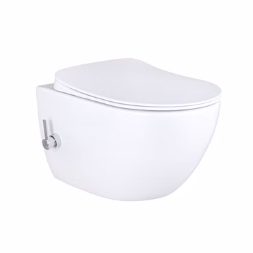Creavit Design RimOff Hänge WC Weiß mit Taharet/Bidet/Dusch-WC Funktion und integrierter Warm- /Kaltwasserarmatur