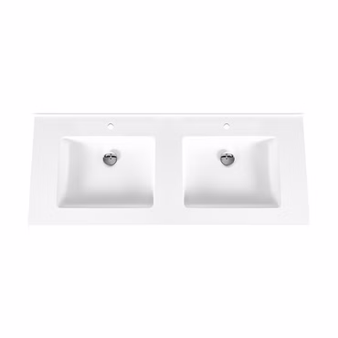 Veroni Solid Surface Mineralguss Doppel- Waschbecken Waschtisch 120cm