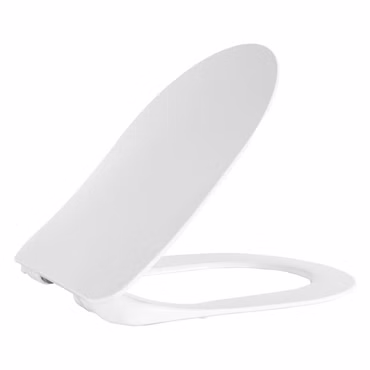 Creavit Flacher WC-Sitz Duroplast Weiß mit Soft-Close Quick-Release Edelstahl Scharniere