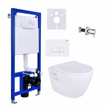 Hänge Dusch Wand WC Taharet Bidet Toilette + Vorwandelement + Absperrventil