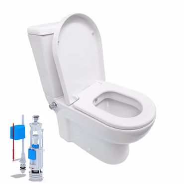 Stand-WC Bidet/Taharet Kombination inkl. Armatur heiß/kalt + Spülkasten + Deckel + Spülventil Komplett-Set