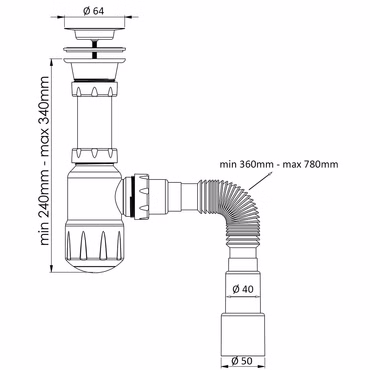Aloni Siphon 1 1/4" 40/50mm