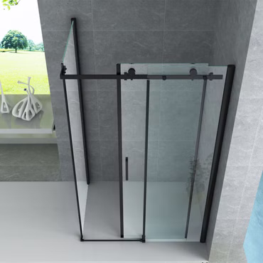 Aloni Duschkabine Schiebetür schwarz matt 8mm 90x120x195cm