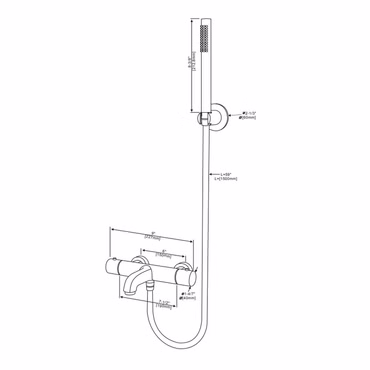 Aloni Wannenarmatur mit Thermostat und Handbrause Chrom