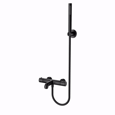 Aloni Wannenarmatur mit Thermostat und Handbrause schwarz matt