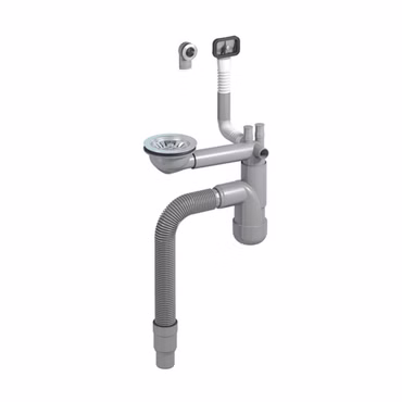 Flexloc Siphon, platzsparend, universal, für die Küchenspüle | aus recyceltem Kunststoff und Edelstahl hergestellt