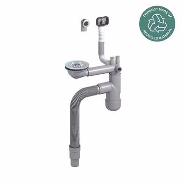 Flexloc Siphon, platzsparend, universal, für die Küchenspüle | aus recyceltem Kunststoff und Edelstahl hergestellt