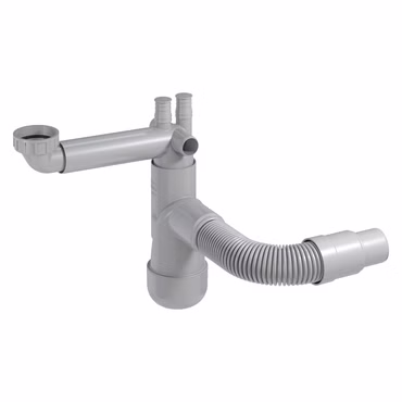 PREVEX Flexloc Universal-Platzspar-Siphon für Küchenspüle, flexibles Ablaufrohr | aus recyceltem Kunststoff