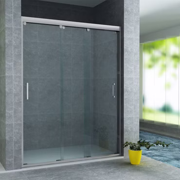 Aloni Nischentür 3-teilig 140x200 cm – Duschglas mit Schiebetüren, 8 mm ESG Sicherheitsglas, Nanobeschichtung, Duschtür