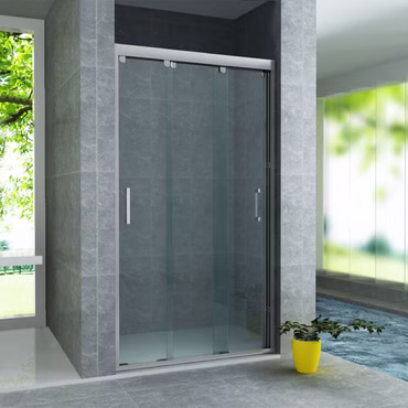 Aloni Nischentür 3-teilig 90x200 cm – Duschglas mit Schiebetüren, 8 mm ESG Sicherheitsglas, Nanobeschichtung, Duschtür