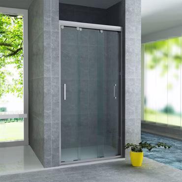 Aloni Nischentür 3-teilig 80x200 cm – Duschglas mit Schiebetüren, 8 mm ESG Sicherheitsglas, Nanobeschichtung, Duschtür