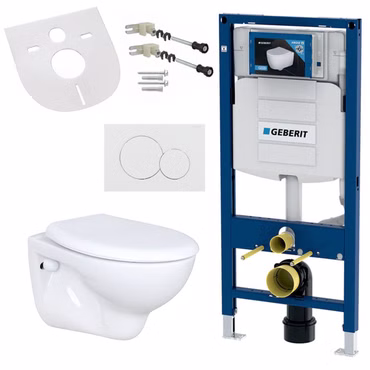 Wand-Tiefspül-WC mit WC-Sitz Komplettset – mit passendem Geberit UP320 Vorwandelement