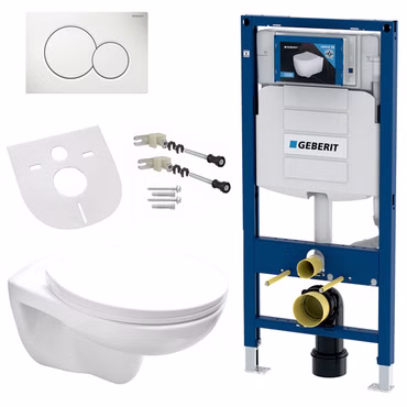 Geberit Komplettset Wand Hänge WC Spülrandlos, Deckel, Vorwandelement, Schallschutz, Betätigungsplatte