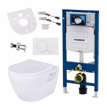 Hänge Wand WC mit Taharet Funktion, Bidet, Absperrventil, aus Keramik kompatibel mit Geberit Vorwandelement