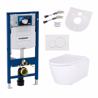 Spülrandloses Hänge-WC mit Softclose WC-Sitz passend für Geberit Vorwandelement