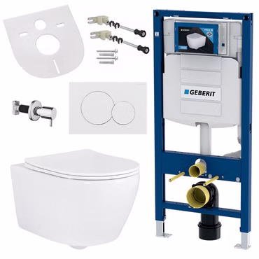 Geberit Hänge Wand Dusch WC Spülrandlos Toilette Taharet/Bidet Ventil Vorwandelement Set