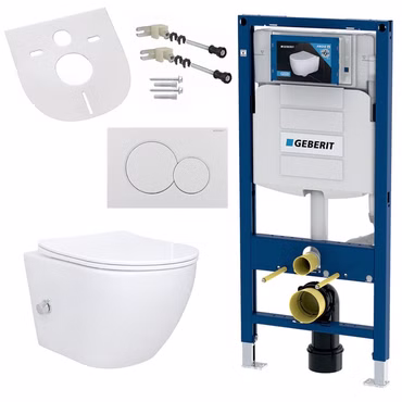 Spülrandloses Wand Hänge WC Set Taharet Toilette Randlos kompatibel mit Geberit Vorwandelement