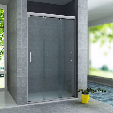 Aloni Nischentür 3-teilig 120x200 cm – Duschglas mit Schiebetüren, 8 mm ESG Sicherheitsglas, Nanobeschichtung, Duschtür