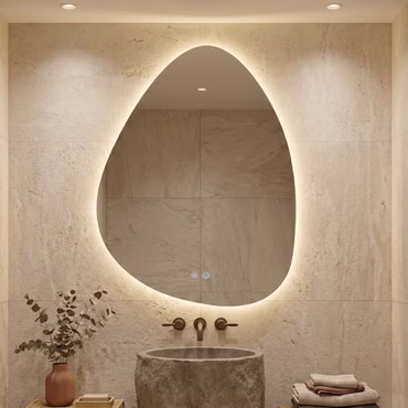 Aloni LED-Spiegel mit Beleuchtung Wandspiegel Single-Touch-Schalter Anti-Kondensation 80x60 cm