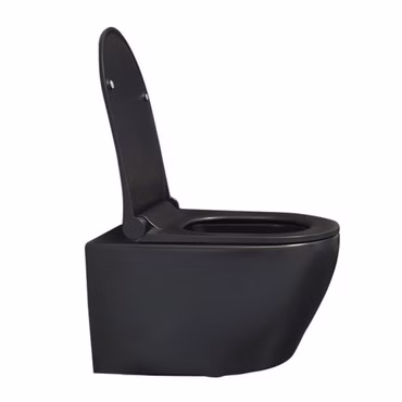 Belvit Wand WC Set spülrandlos Schwarz matt mit Softclose WC Sitz und Geberit UP100 Vorwandelement Keramik