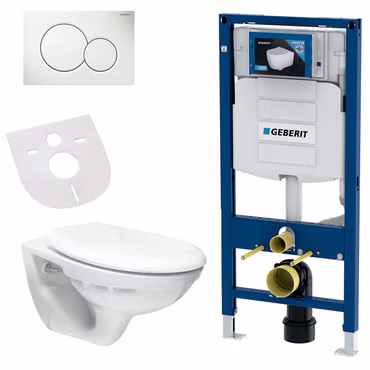 Belvit Hänge WC Set Weiß spülrandlos mit Softclose Sitz, Geberit UP100, Schallschutz und Betätigungsplatte