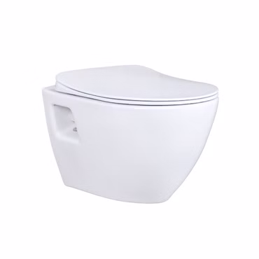 Creavit Hänge WC Set Weiß spülrandlos mit Edelstahl Bidet, Softclose WC Sitz und 3/6 L Vorwandelement Unterputz Komplettset
