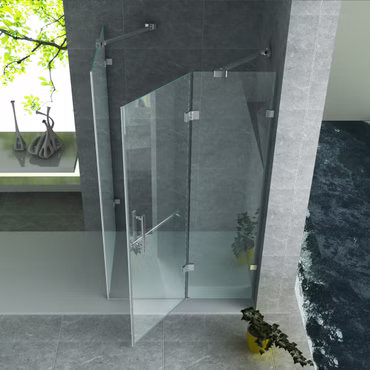 BELVIT Duschkabine mit Drehtür Festpaneel und Seitenwand 90 x 120 x 195 cm aus 8 mm Sicherheitsglas mit Nanobeschichtung in Chrom Klarglas