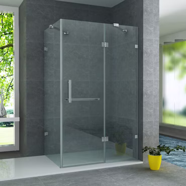 BELVIT Duschkabine mit Drehtür Festpaneel und Seitenwand 90 x 120 x 195 cm aus 8 mm Sicherheitsglas mit Nanobeschichtung in Chrom Klarglas