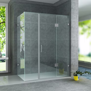 BELVIT Duschkabine mittige Pendeltür 8 mm ESG Glas Nano Beschichtung 90x120x195 cm