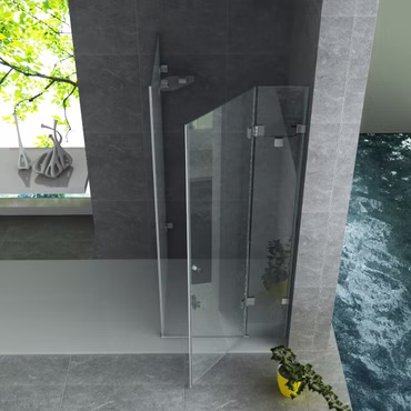 BELVIT Duschkabine mit Schwenkbarem Seitenteil 8 mm ESG Glas mit Nano-Beschichtung 90x90x195 cm