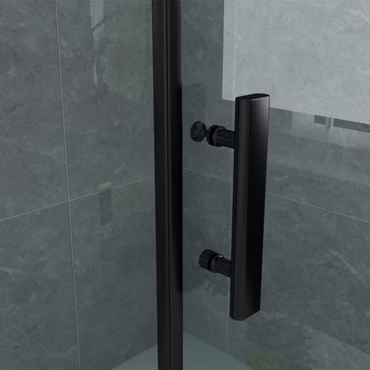 Belvit Duschkabine Drehtür 6 mm Sicherheitsglas Matt Schwarz mit Seitenwand 90x90x190 cm
